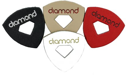 Leather Ukulele Picks with Diamond-Shaped Cutout Hole for Enhanced Grip Never Drop your Pick while Playing also works as a Guitar Pick or Bass Pick 100% Genuine Leather 4-Pack