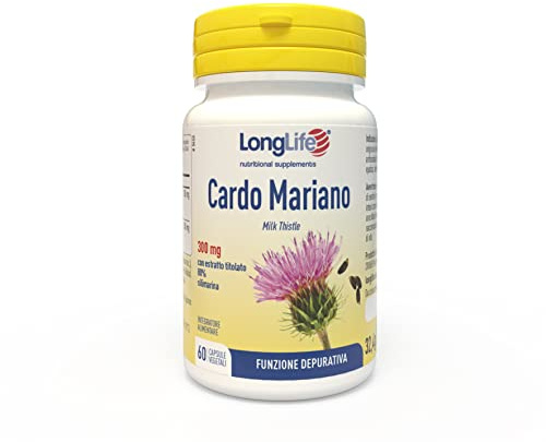 LongLife® Cardo Mariano 300 mg | Estratto vegetale titolato all'80% in silimarina | Funzione depurativa | Fino a 1 mese di trattamento | Vegano e senza glutine