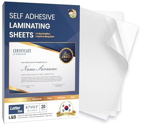 No Heat Laminating Sheets Self Sealing A4 Size, (23 x 30 cm), 100 Micron Thickness, No Machine Self Adhesive Laminating Sheets [Letter Size] by HA SHI (20)