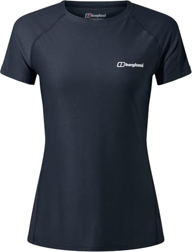 Berghaus Women's 24/7 Short Sleeve Crew Tech Baselayer T-Shirt | Moisture Wicking | Breathable Technical T-Shirt, Black/Black, 12