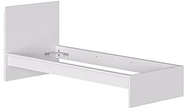 Iconico Home MIK Struttura Letto Singolo con testiera portaoggetti, Legno Composito, Bianco Opaco, 90x200 cm