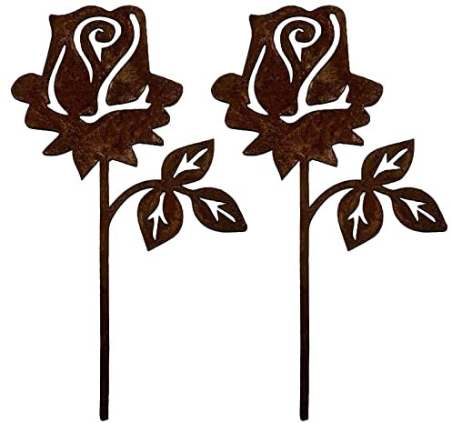 KRONLY Lot de 2 piquets de jardin en forme de rose - 20 cm - Résistant aux intempéries - Décoration de jardin d'extérieur