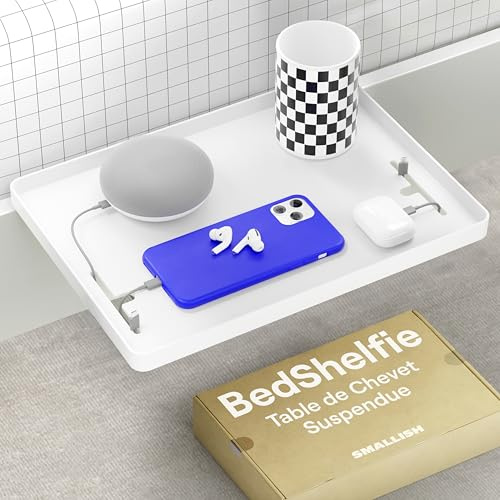 BedShelfie - Estantería para cama alta, estante de noche, litera y superior, esenciales para dormitorio universitario, mesilla de noche, organizador bandeja, decoración de dormitorio universitario