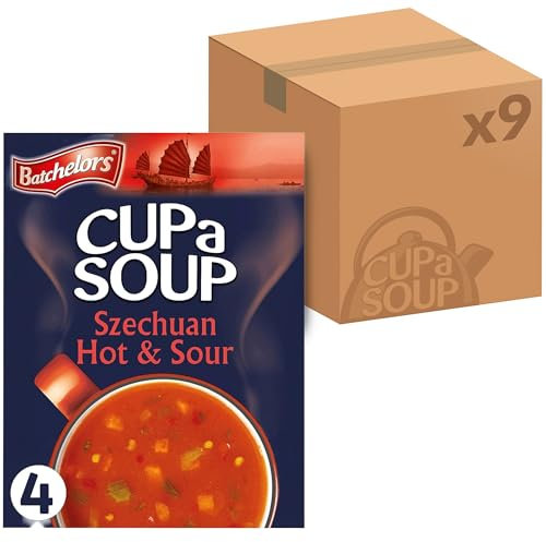 Batchelors Cup a Soup Szechuan Hot & Sour Instant Soup, 4 Sachets Per 92 g Box (Total 9 Boxes = 36 Sachets)