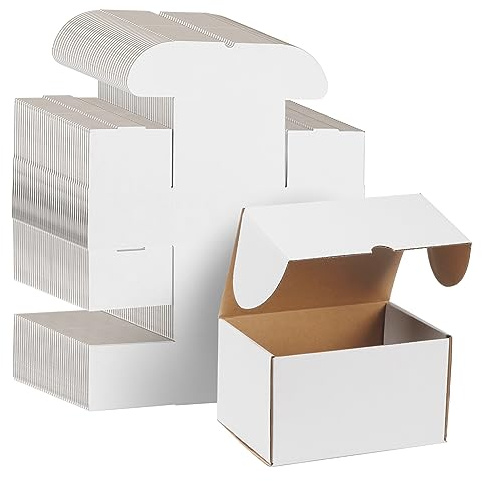 WIFTREY 50 Pack 7x5x4 Shipping Boxes for Small Business Packing, White Corrugated Cardboard Mailer Boxes for Shipping Mailing