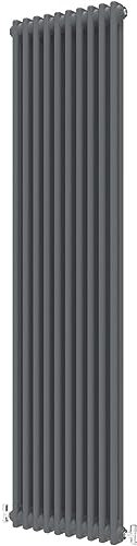 Radbliss Vertical Traditional 2 Column Design Radiator 1800x470mm Anthracite Matt Grey Cast Iron Style Tall RAD Central Heating