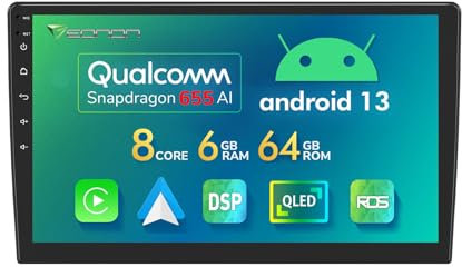 Eonon 10.1 inch Android 13 Car Stereo Double Din 6+64GB 4G LTE GPS Sat Nav CarPlay Android Auto MirrorLink Bluetooth DSP USB SWC Support OBDII DAB+ Backup Camera Headunit UA12S-Plus