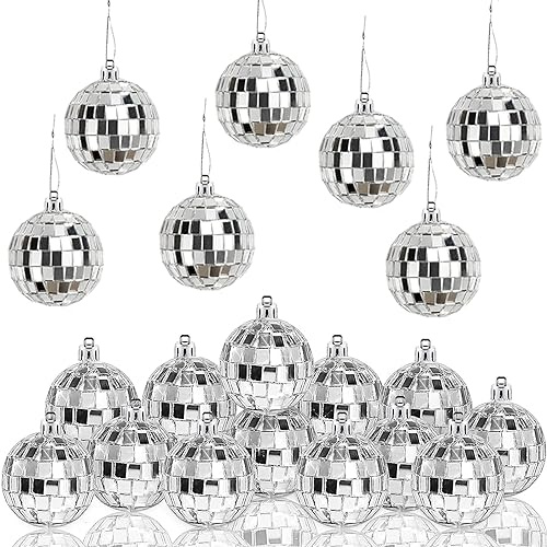 HERZWILD 20 palline da discoteca per albero di Natale, mini palline infrangibili da appendere, decorazioni per albero di Natale, per feste, matrimoni (5 cm)
