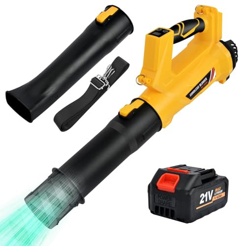 Laubbläser Akku 21V Elektrischer Laubsauger: Laubsauger mit akku und ladegerät, 6 Geschwindigkeiten, Wird zum Reinigen, Schneeblasen, Feuerlöschen und Staubbeseitigen verwendet
