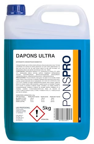 PONSPRO- Detergente Lavadora Líquido 5L - Adecuado para ropa blanca y de color- Ideal para uso profesional- Detergente para ropa enzimático- Manchas dificiles- Detergente Industrial