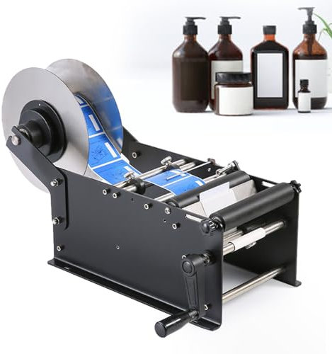 json2xml Rundflaschen-Etikettenspender für kleine Unternehmen oder den Heimgebrauch - manuelle Etikettiermaschine, halbautomatischer Applikator - für 10-110mm breite und 10-300mm Lange Etiketten