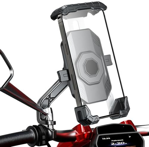 BTNEEU Motorrad Handyhalterung 1s Auto-Sperre Universal 360° Drehbar Handyhalter Motorrad Anti Vibration Handyhalterung für Motorräder Spiegel Moped