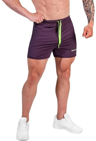 Jed North Bodybuilding-Shorts für Herren, 10,2 cm Schrittlänge, mit Reißverschlusstaschen, Powerlifting-Shorts, Dunkles Violett, XL