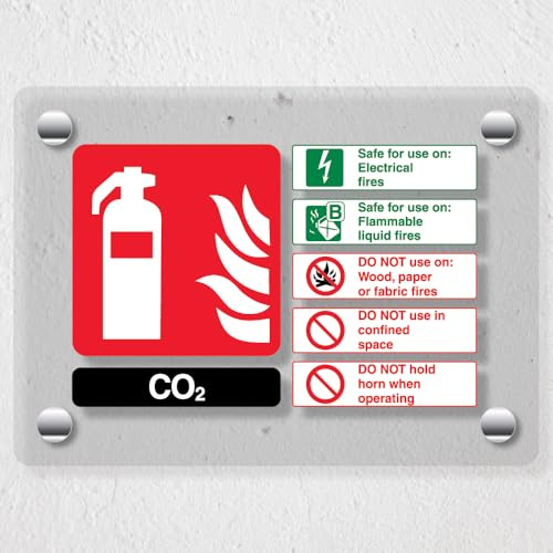 V Safety CO2 brandsläckare – 150 x 100 mm – akryl perspex gjutning klar säkerhetsskylt