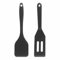 2 Stück Pfannenwender Silikon, Schwarz Klein, Hitzebeständiger Spatula, Küchenhelfer Spatel Geschlitzt, Kitchen Gadgets für Flip, Braten, Mischen, Abtropfen
