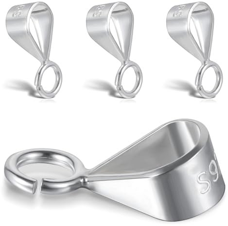 4 cierres deslizantes de plata de ley 925 para joyas, colgantes, ojales, collares, trabillas para colgantes, conectores con lazo abierto