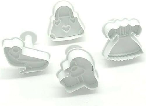 AntDau71® Set med 4 Mode, Mode, Dam, Glamour, Utkast, Mössa, Sko, Kex, Dekorationer, Sockerpasta, Marsipan, Choklad - UDG50