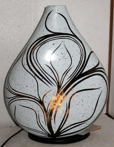 Marblechic - Lampe de table abatjour en résine bouteille peinte à la main blanche et noire cm 35x10x44h