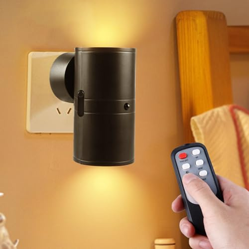 BORDEAG Nachtlicht Steckdose, Steckdosenlampe, Nachttischlampe, Led Nachtlicht Dimmbar, Lampe Mit Fernbedienung, 3 Farbtemperaturen, Für Kinderzimmer, Treppen, Gang, Schlafzimmer (Schwarz)