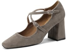 QUEEN HELENA Décolleté Donna a Fascia Incrociata Scarpe Eleganti con Tacco Medio ZM10009 (Khaki, Sistema Taglie Calzature EU, Adulto, Donna, Numero, Media, 38)