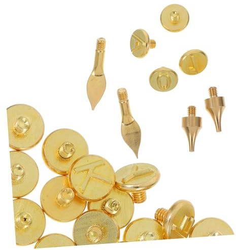 HIAKDOFT 56 Stück Buchstaben Holzbrennset Messingspitzen für Selbstgemacht Brandmalerei Holz Leder Papier Kreative Gravur Bastelwerkzeug