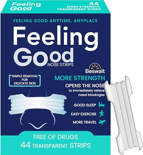 Breathe Nasal Strips | 44 Strong Clear Nose Extra Strength for Men and Women | Stop Solution Sensitive Skin Better Sleeping Aid Passage Good Inflow Rite by Beswalt (BWNS26O1)