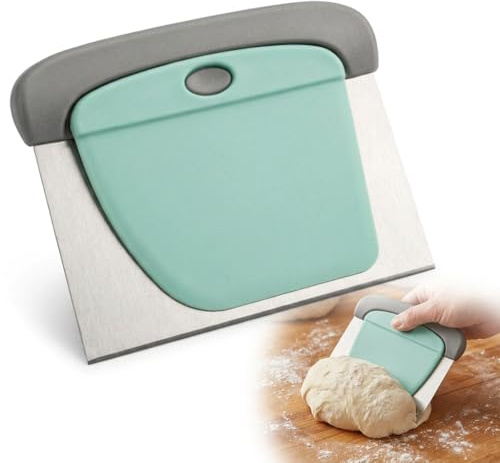 Stainless Steel Dough Scraper Bench Scraper Kitchen Tool, Multipurpose Dough Cutter Bread Scraper for Baking, Pizza Dough, Pastry and Food Prep