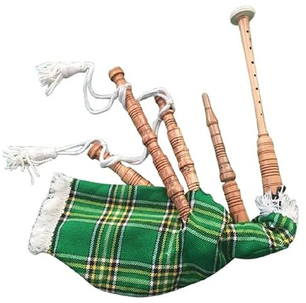 Kids Playable Bagpipes Junior Scottish Toy Bagpipe Set Highland Practice Starter Instrument (IrishGreen Bagpipe)