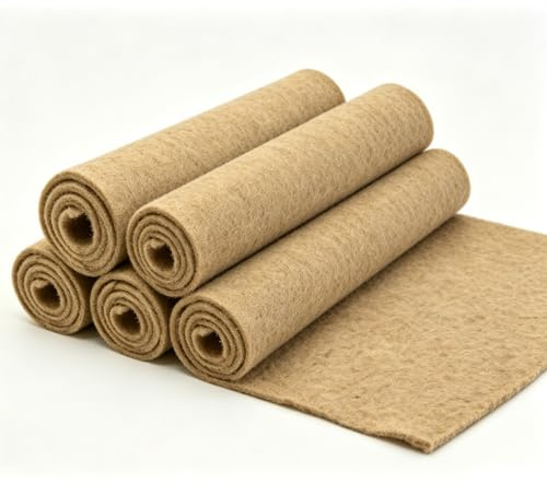 5 stycken hampmattor för gnagare, 100 x 50 cm–100% hampa, återanvändbar, biologiskt nedbrytbar, gnagarmattor för kanin, marsvin och små djur, gnagarmatta