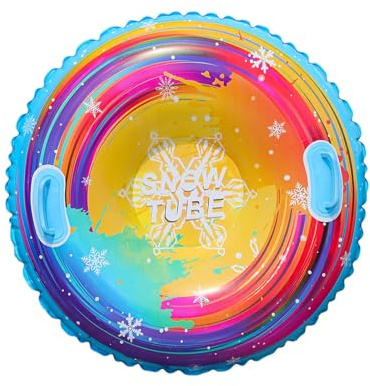 Tubo de nieve inflable con asas, plegable, trineo de nieve, trineo de invierno, juguete de trineo grueso, tubo de esquí para trineos al aire libre, trineo inflable plegable con asas