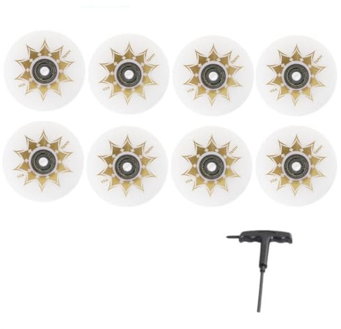 8 Roues de Roller Inline 90A PU, 68mm 72mm 76mm 80mm Roulettes de Remplacement pour Patins en Ligne, Roues Fitness avec Outil en T Inclus, Roulement Fluide et Durable (White,72mm)