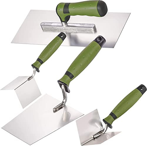 Colorus Stuckateur/Maurer Set 4 tlg | Putzkelle Maurerkelle aus rostfreiem Edelstahl | Glättekelle Stuckateurkelle | Inneneckenkelle Außeneckenkelle Winkelkelle Trapezkelle