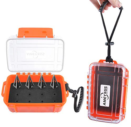 ZSHJGJR Archery Broadhead Storage Box Case ABS Waterproof Storage Box Holds 12pcs Broadheads Portable with Keyhole Hunting Bow Accessory (Case Only) (Orange)
