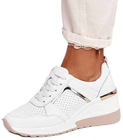 ZMKY Plattformsskor för kvinnor kilar högklackade kvinnor promenadskor casual löpning atletiska sneakers snörning skor