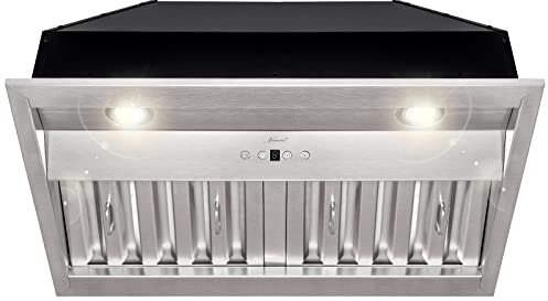 Akicon Range Hood Insert 30 Inch, Ultra Quiet, Powerful Suction Built-in Kitchen Vent Hood, Stainless Steel Ducted Stove Hood with Dimmable LED Lights Warm White, 3-Speeds 600CFM