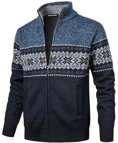 Herothorn Homme Gilet Cardigan Veste Ouvrez-Front Zippé avec 2 Poches Gilet Veste Tricoté Chaud Coupe rembourré Décontractée Manche Longue Chandail