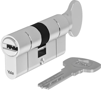Yale Cilindro europeo 2100 Serie 40/30K mm Cromo lucido Cilindro con pomolo, con 5 chiavi incluse per garantire massima sicurezza, adatto per porte interne e uffici