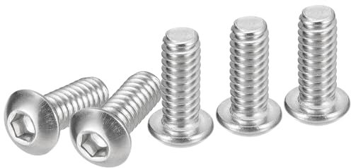 DTGN 1/4-20x5/8 Vis à Tête Cylindrique à Six Pans Creux 25 Pièces Convient pour les Machines Acier Inoxydable 304 18/8 Fixations UNC à Filetage Complet à Entraînement Hexagonal