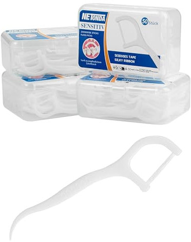 NETONDA 200 PCS Zahnseide Sticks für sensibles Zahnfleisch Zahnseide Sanfte zur gründlichen Zahnreinigung der Zahnzwischenräume Dental floss Flausch-Zahnband für schmerzempfindliche Zähne