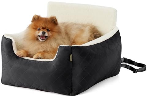 Lesure Small Dog Car Seat - Waterproof Dog Booster Seat, Puppy Car Bed With Clip-On Leash for Pet Travel Carrier Bed, 54.5x49.5x38cm, Black
