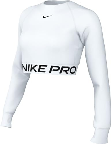Nike Women's Top Pro Df 365 Crop Ls, White/Black, FV5484-100, L