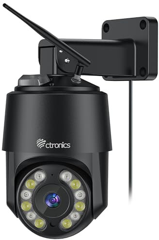4K 8MP Caméra Surveillance Extérieure WiFi 2,4/5GHz, Ctronics Caméra IP Détection Humain/Véhicule/Animal Suivi Auto, Rouge&Bleue Alarme Lumière Vision Nocturne Couleur Audio Bidirectionnel Cloud/Métal