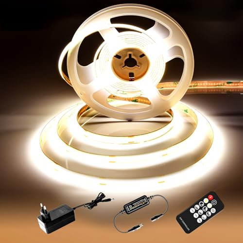 luktix Striscia LED Bianca Naturale 2m, 4000K Striscia LED Dimmerabile 24V, CRI92 +, larghezza 8mm, con Telecomando e alimentazione, per la decorazione domestica, cucina, specchio (4000K, 2M)
