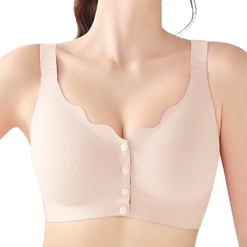 OXYIBRAS Soutien-gorge sans fil avec fermeture avant pour femme - Soutien confortable - Soutien-gorge rembourré doux post-chirurgie - Soutien-gorge quotidien, chair, 3XL