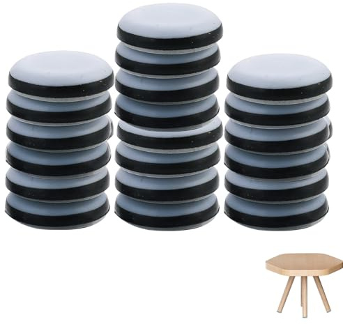 20 Piezas Deslizadores para Muebles, 19mm Almohadillas de Teflón para Muebles Autoadhesivo Deslizadores para Sillas PTFE Teflón Redondos Planeadores Tacos Almohadillas Deslizantes Autoadhesivas