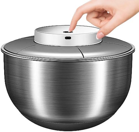 Centrifugadora De Ensaladas De Acero Inoxidable De 4,5 Litros, Pequeña Lavadora-secadora Eléctrica Para Lechugas Con Diseño De Separación De Doble Capa, Arranque Inteligente Y Parada Automática