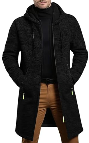 Oanviso Cardigan Homme Long À Capuche Zippé Hoodie Pull Polaire Veste Hiver Chaude Gilet En Tricot Manteau Coupe Ajustée Pullover Chandail Sweater