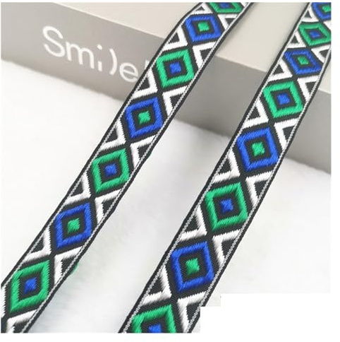 WEOKDFHA sadelgjord 20 mm lysande godisfärg vävda broderade jacquardband dekoration silkeslent väv för husdjurshalsband, väskor och kläder (GS06 20 mm 5 meter)