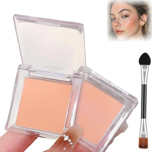 Matte Eyeshadow, Beige 3-In-1 Pressed Powder Compact With Brush | Beige-Peach Shade, Smooth Blendable Texture, Buildable Colour, Use On Eyes, Cheeks And Face, Day Or Evening Application