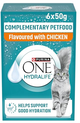 PURINA ONE HYDRALIFE Cat Hydration Drink | for adult cats | flavoured with chicken | 6 x 50g pack of 8